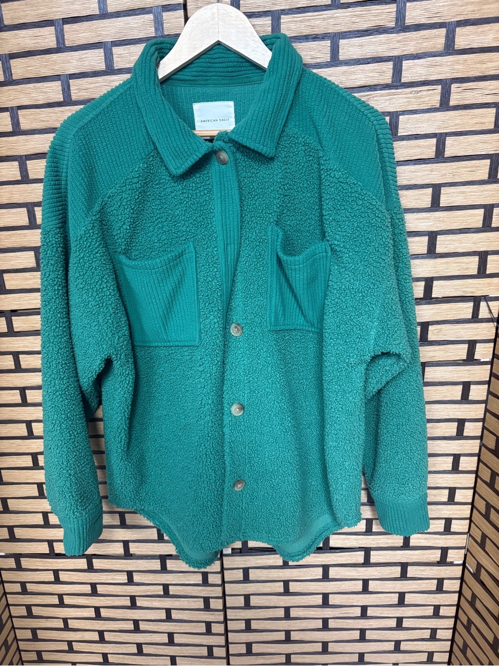 American eagle green Sherpa Shacket size medium